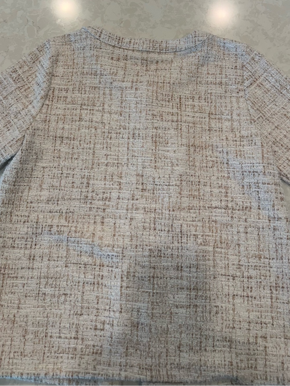LOFT Cream & Tan Tweed Short-Sleeve Cardigan - Picture 2 of 4